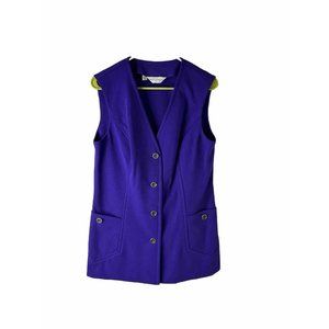 VTG 70s Purple Knit Button Vest Jacket Trippy Disco GoGO
